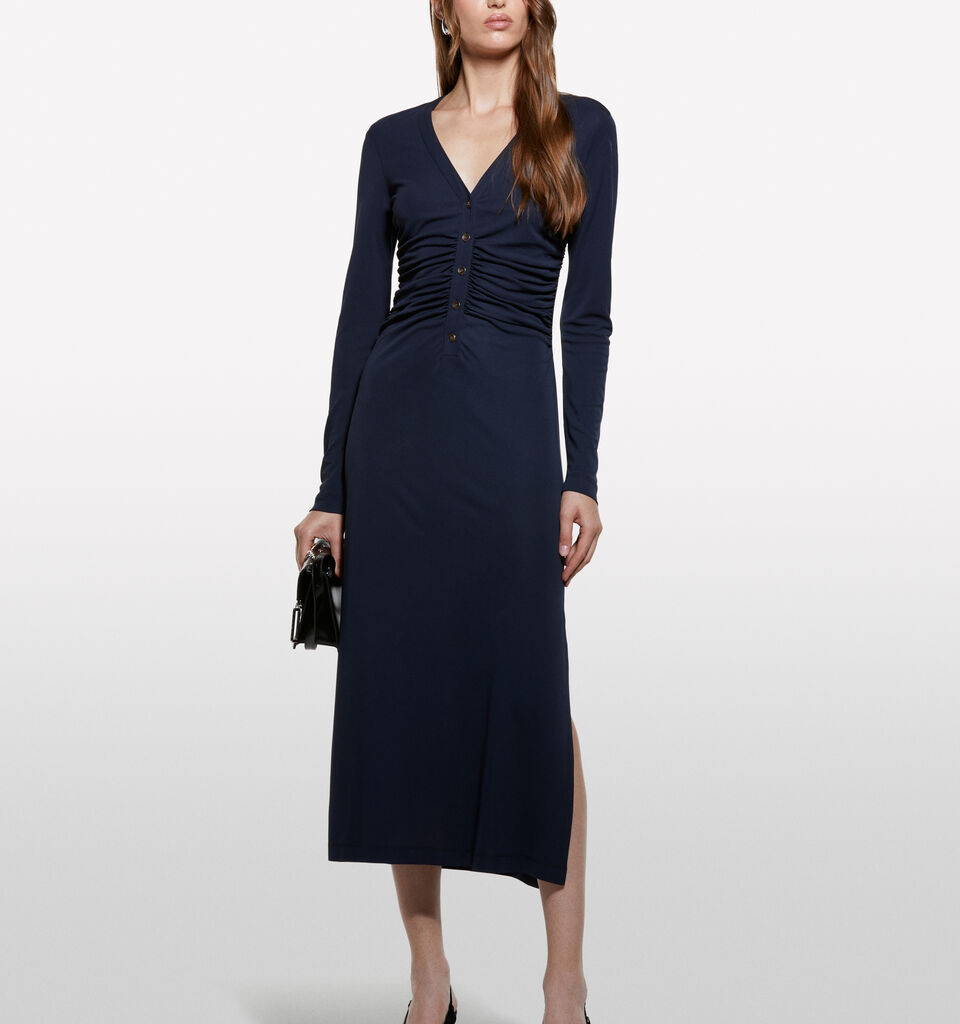 Dark blue dress with slit - women's long dresses - Dark Blue | Sisley image number 1